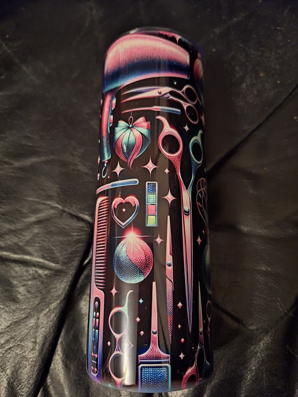 Neon Salon Tools Travel Tumbler - Pink Teal Black